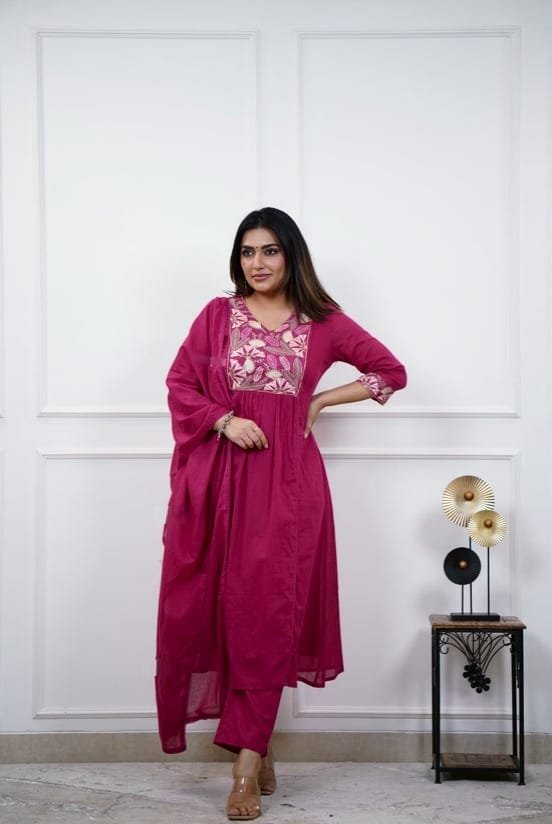 Cotton Embroidered Stitched Suit Set