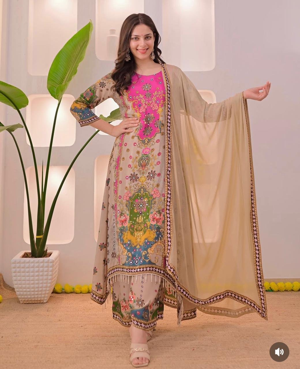 Maslin Cotton Stitched Suit Set