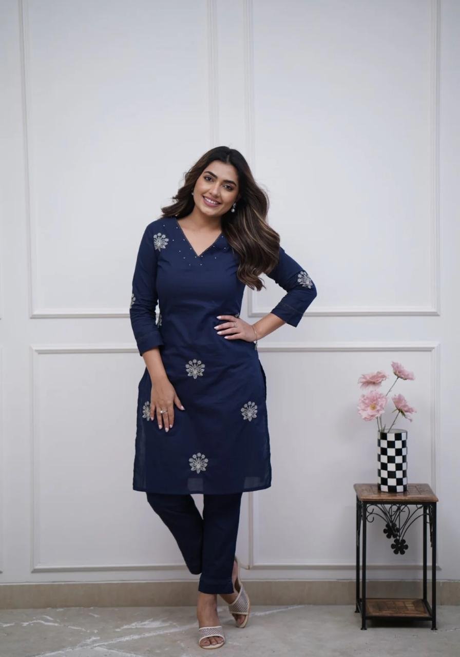 Cotton Embroidered Cord Set