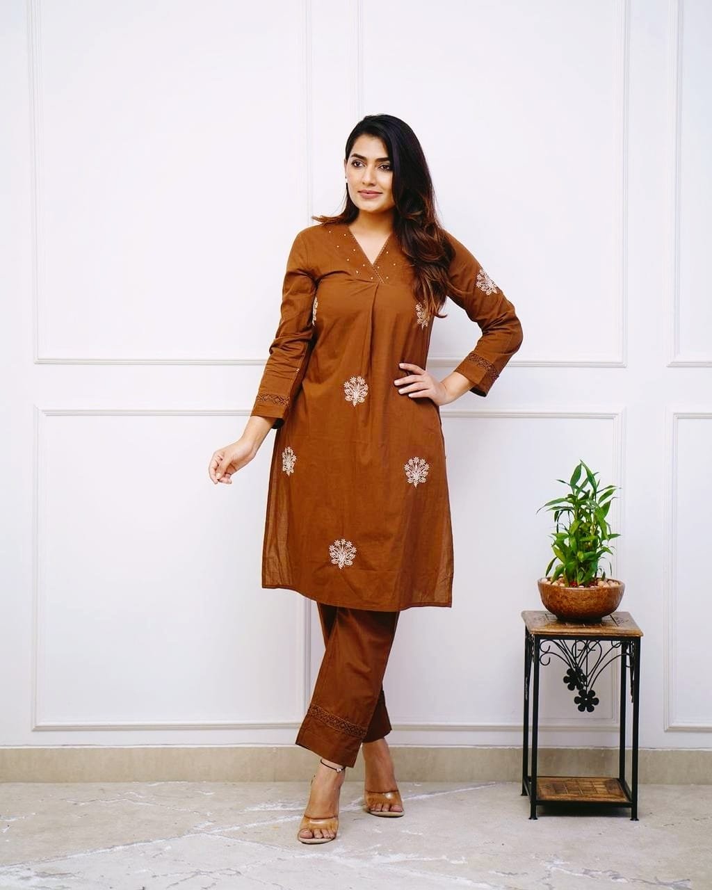 Cotton Embroidered Cord Set