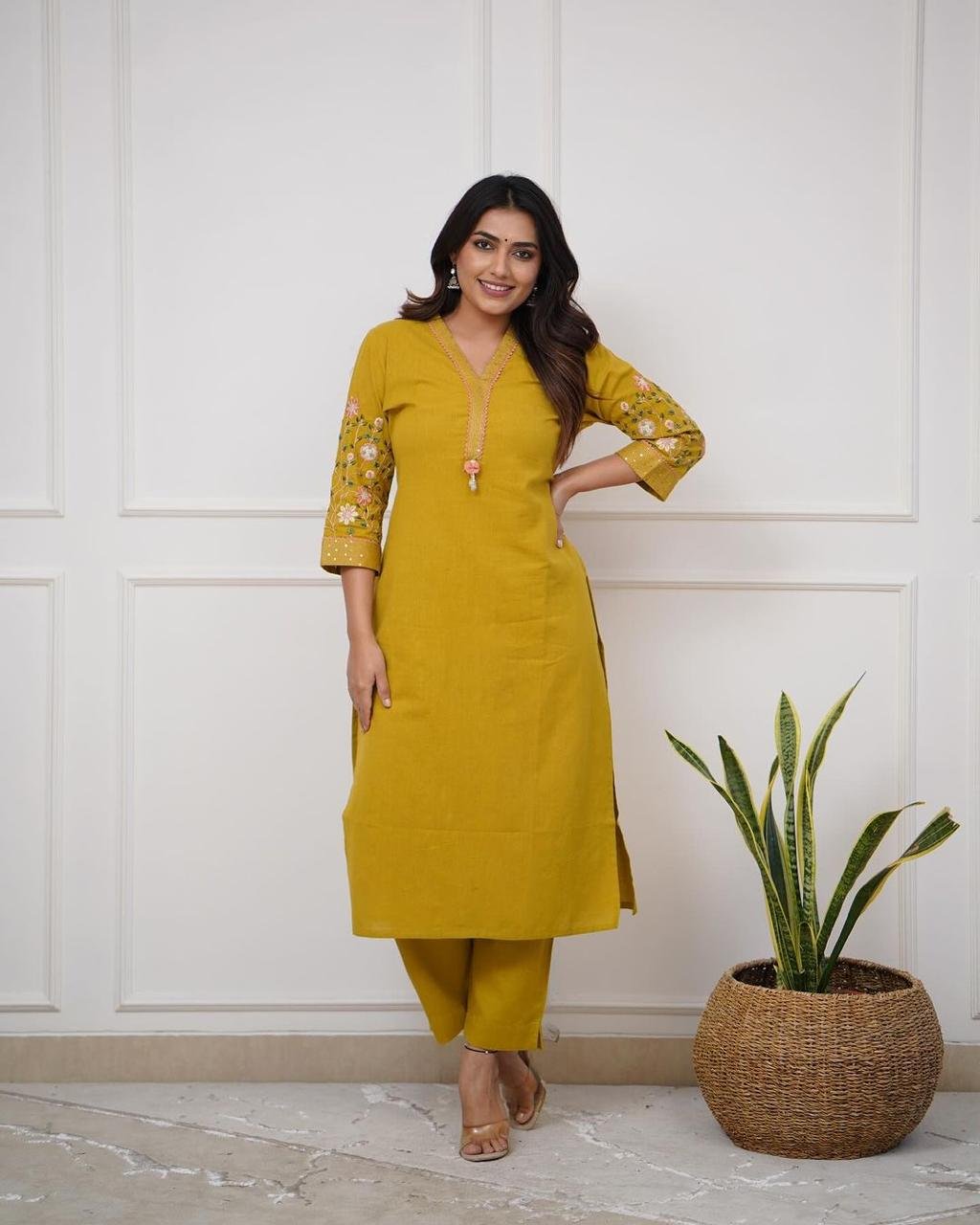 Cotton Embroidered Cord Set