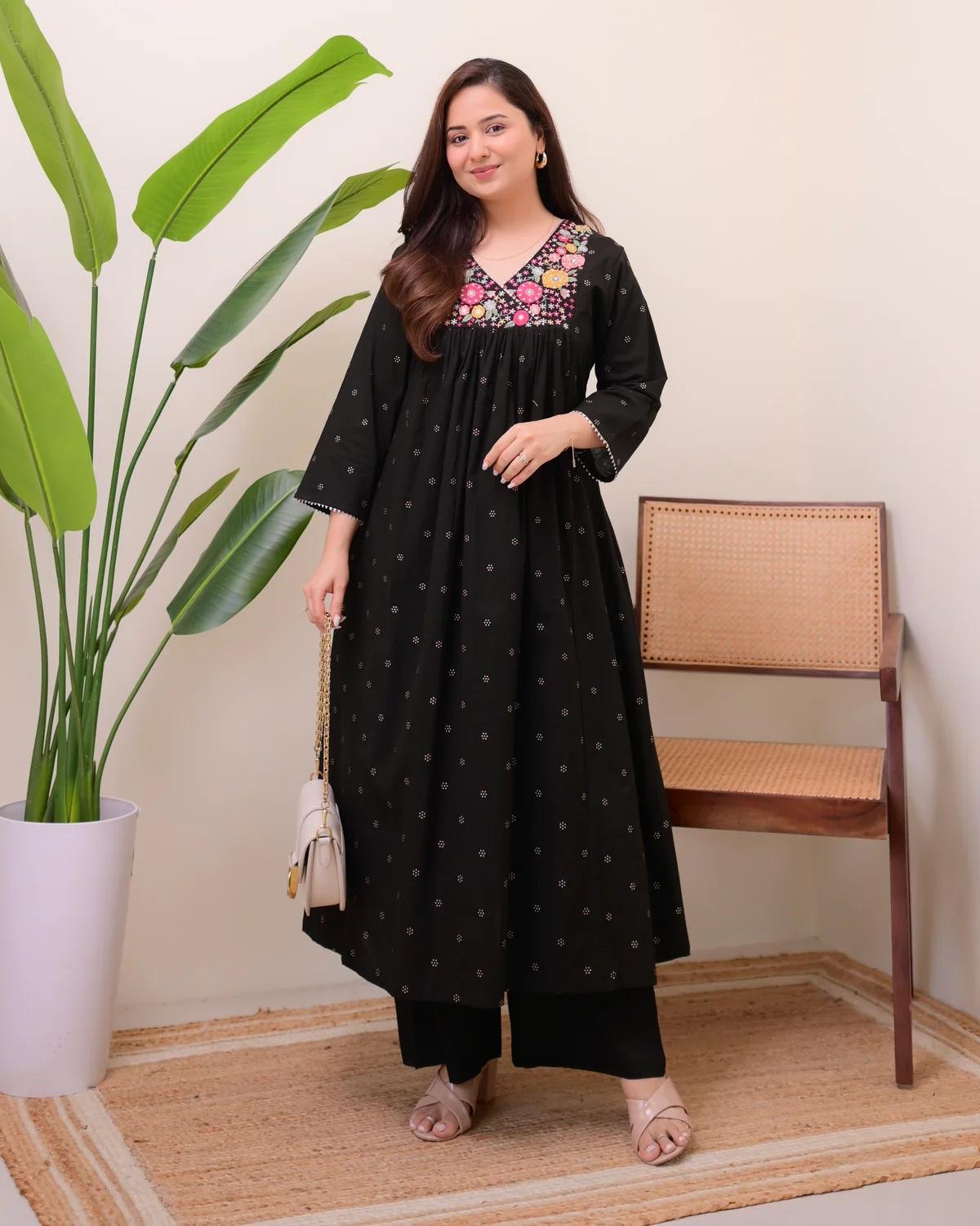 Cotton Embroidered Cord Set