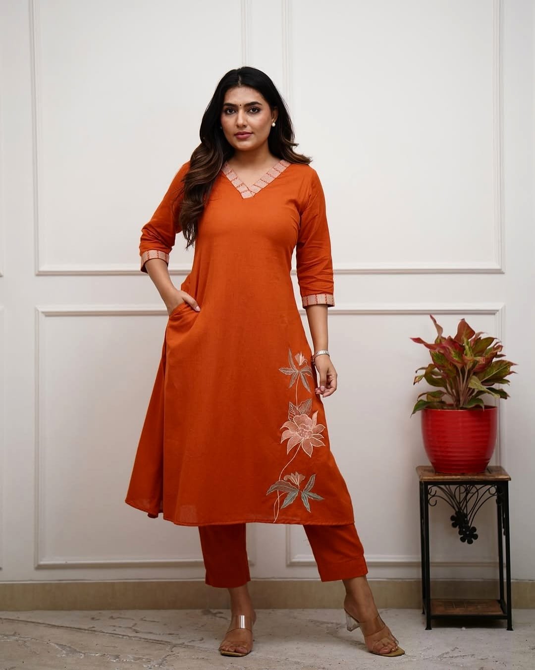 Cotton Embroidered Cord Set