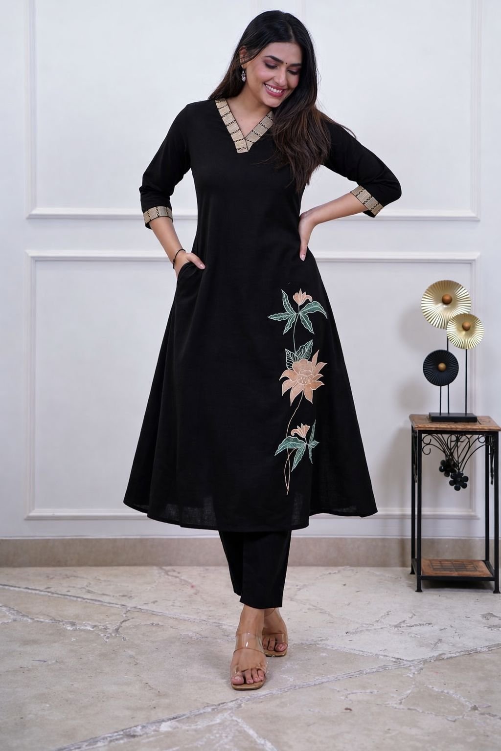 Cotton Embroidered Cord Set