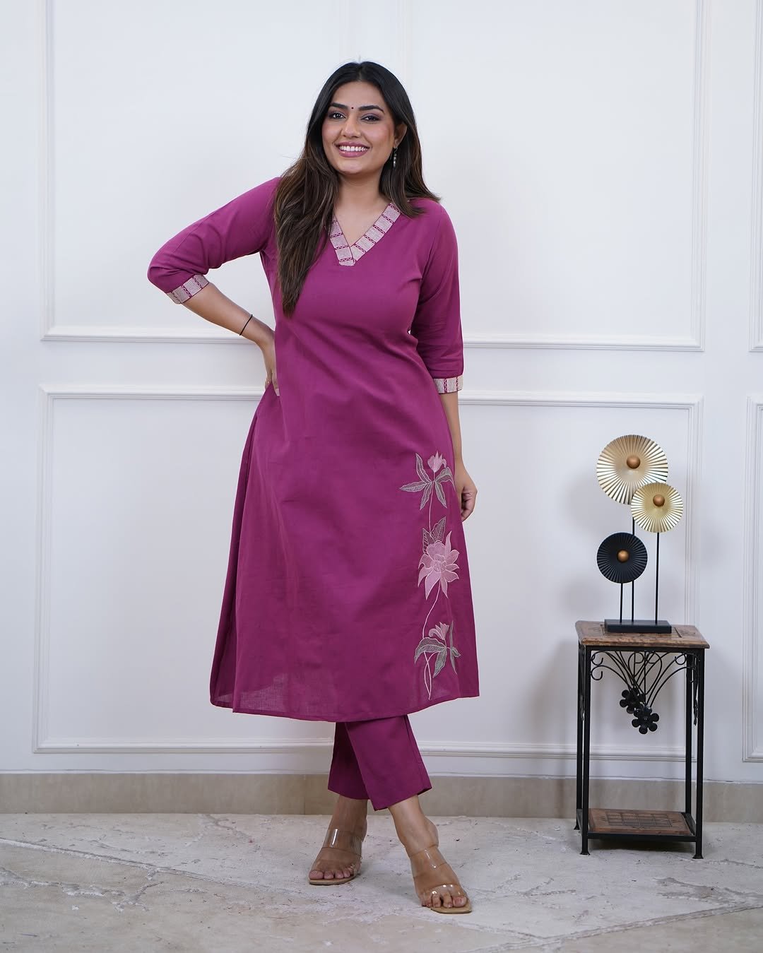 Cotton Embroidered Cord Set
