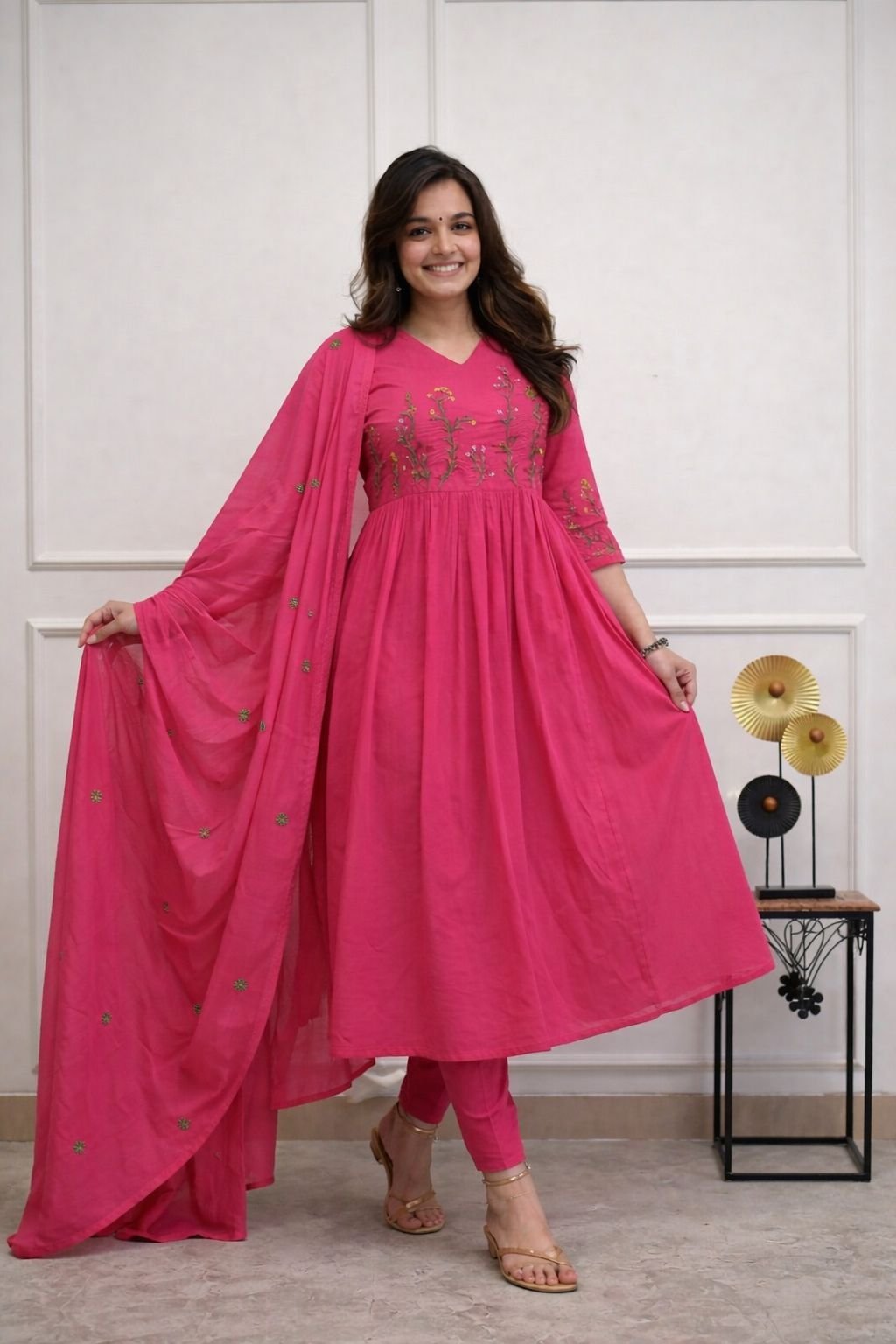 Cotton Embroidered Stitched Suit Set