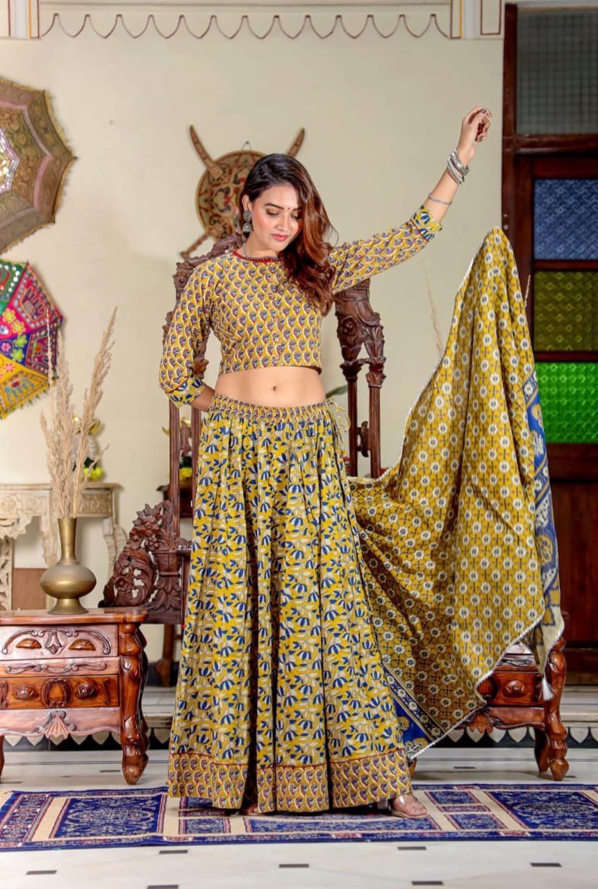 Cotton Printed Lehanga Choli Set