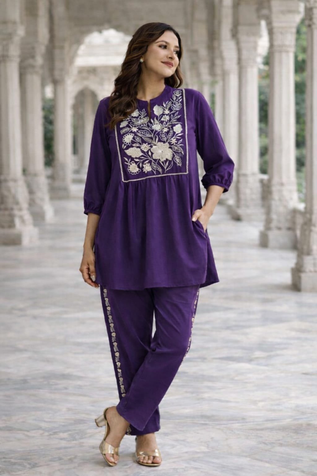 Cotton Embroidered Cord Set