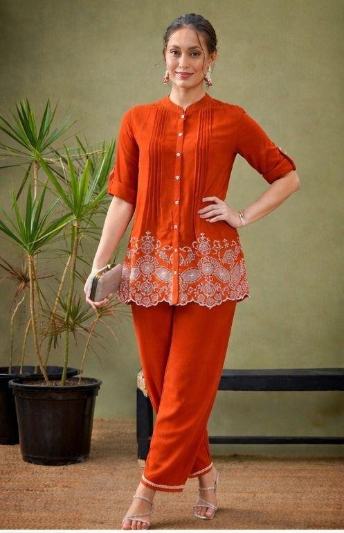 Cotton Embroidered Cord Set