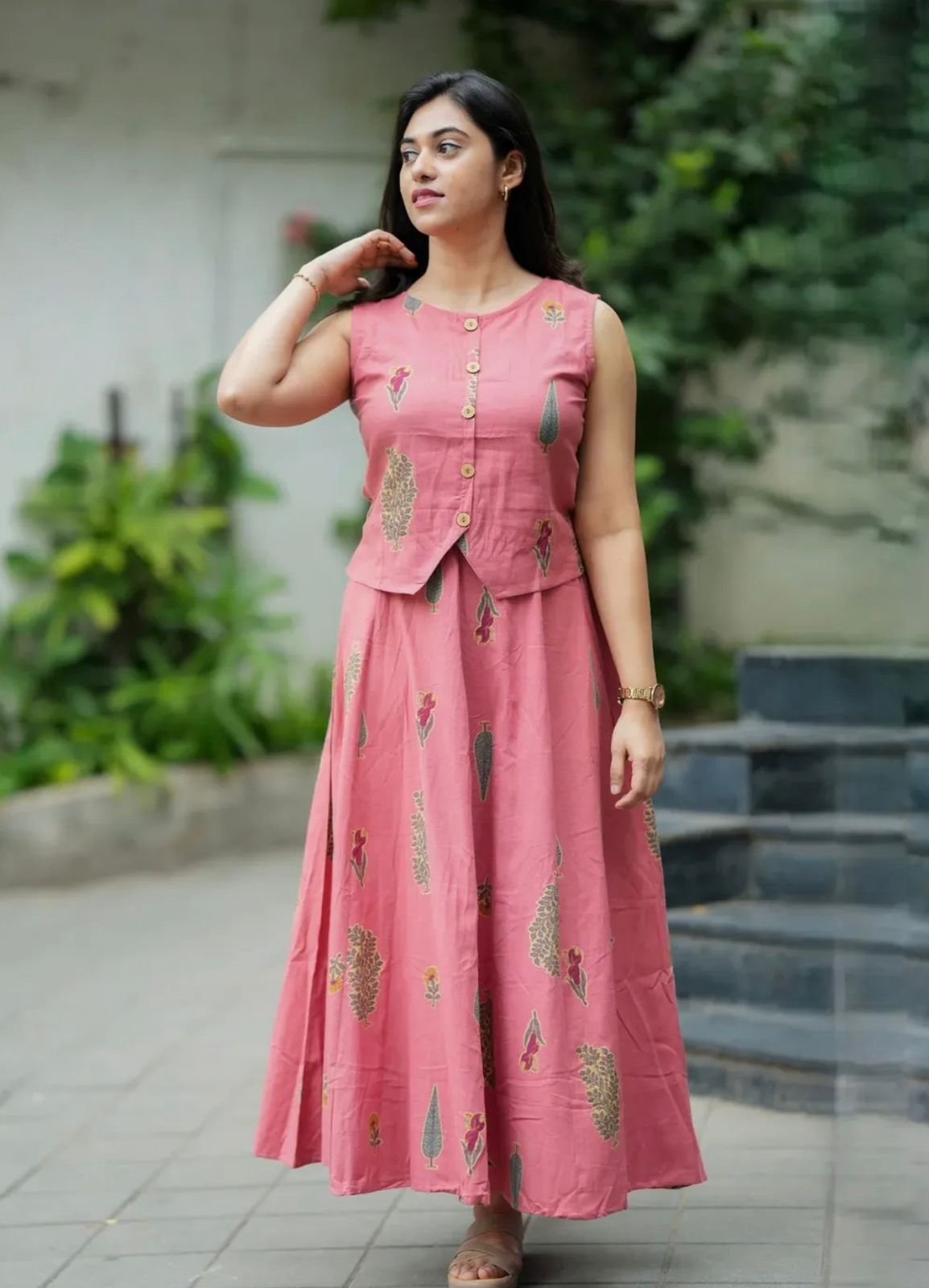 Cotton Top Skirt Set