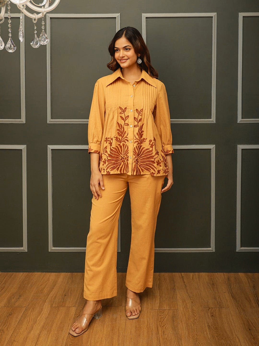 Cotton Embroidered Cord Set