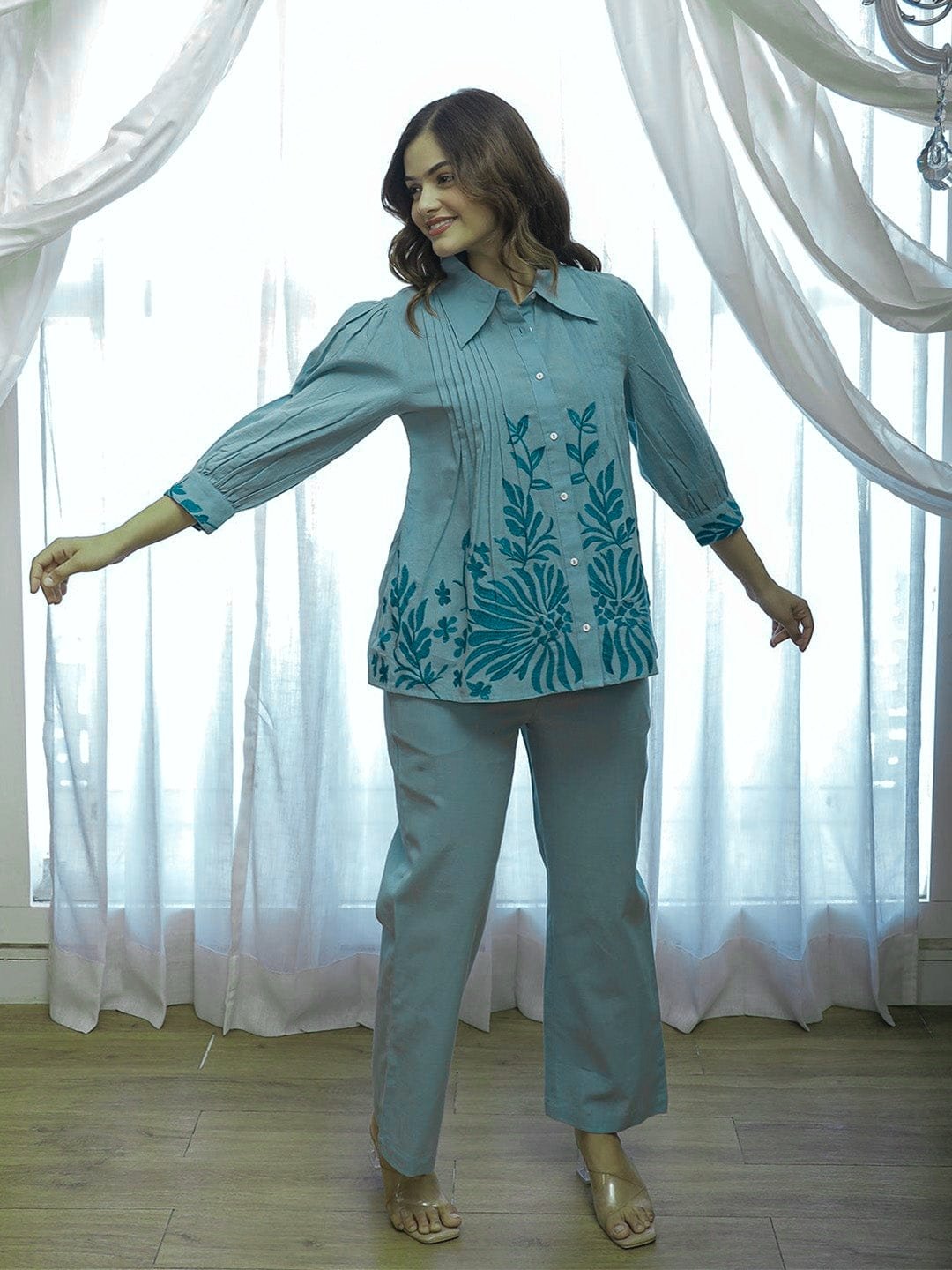 Cotton Embroidered Cord Set