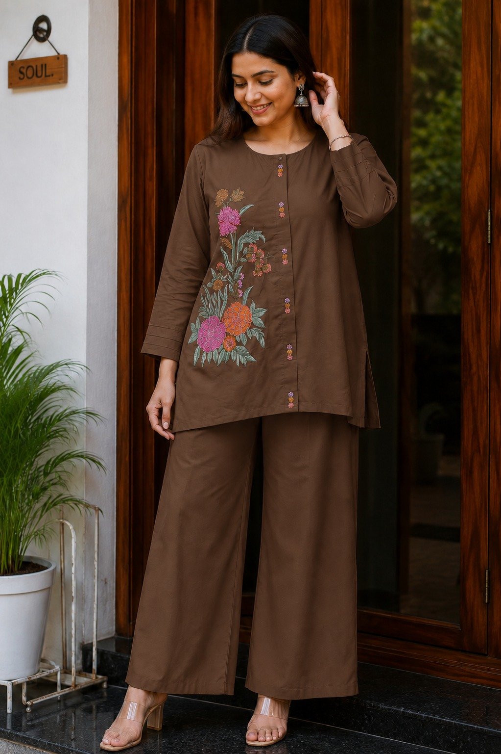 Cotton Embroidered Cord Set