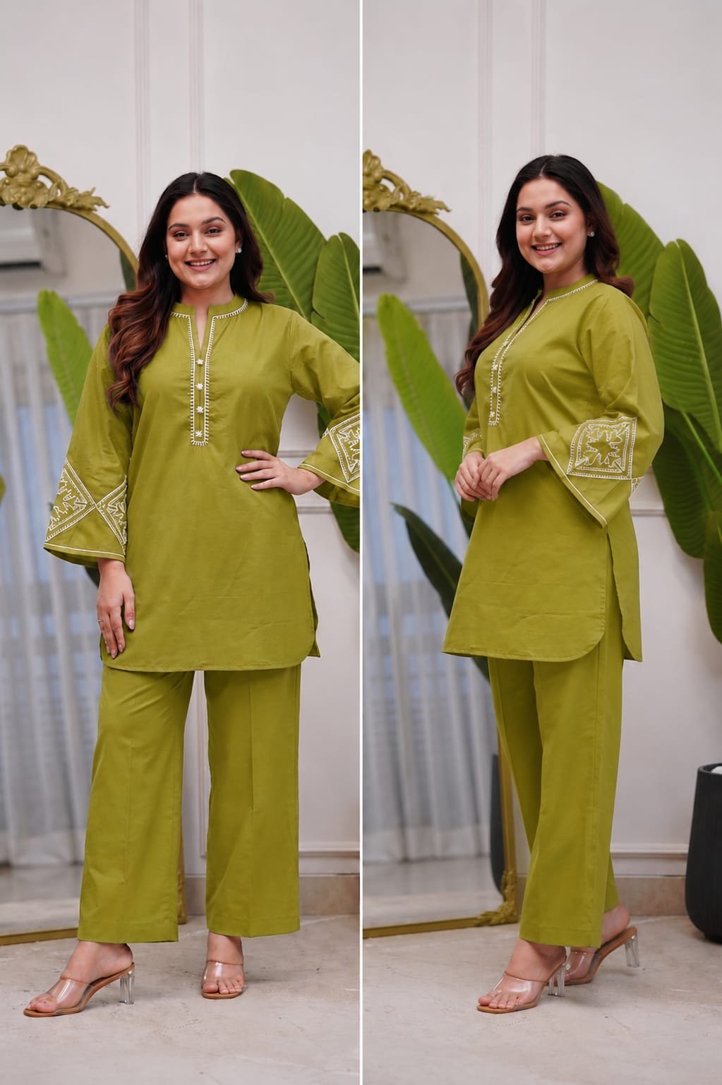 Cotton Embroidered Cord Set
