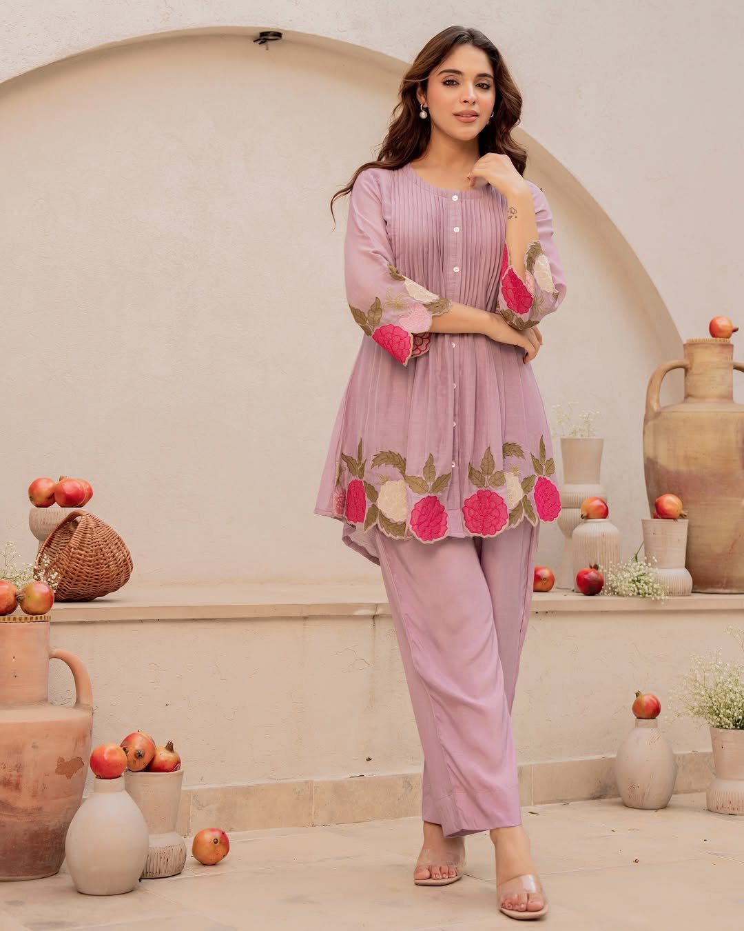 Chanderi Embroidered Cord Set