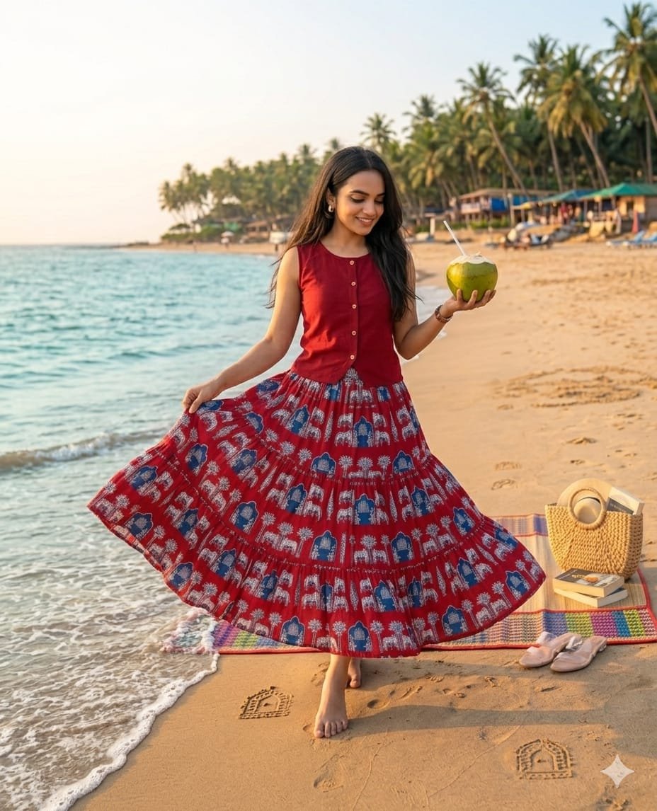 Cotton Top Skirt Set