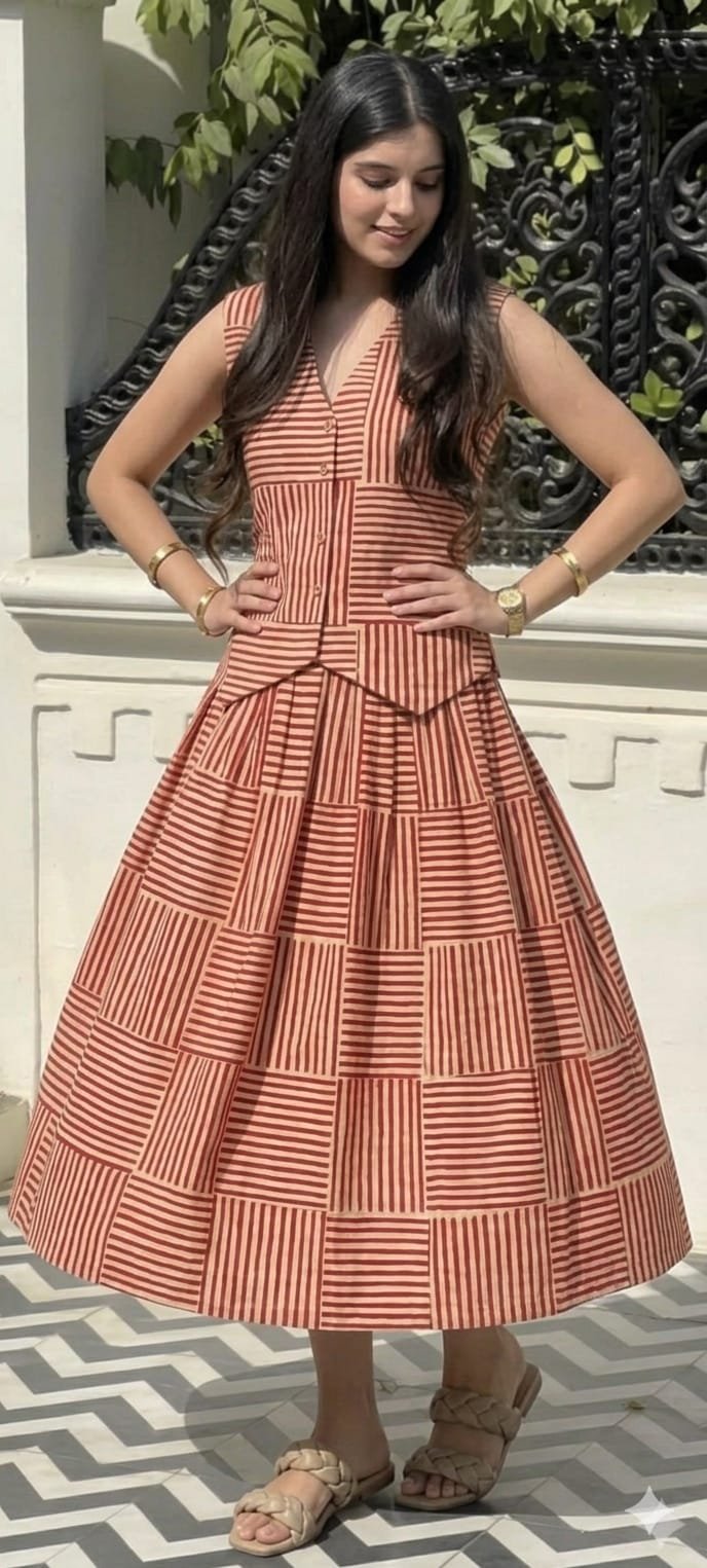 Cotton Top Skirt Set
