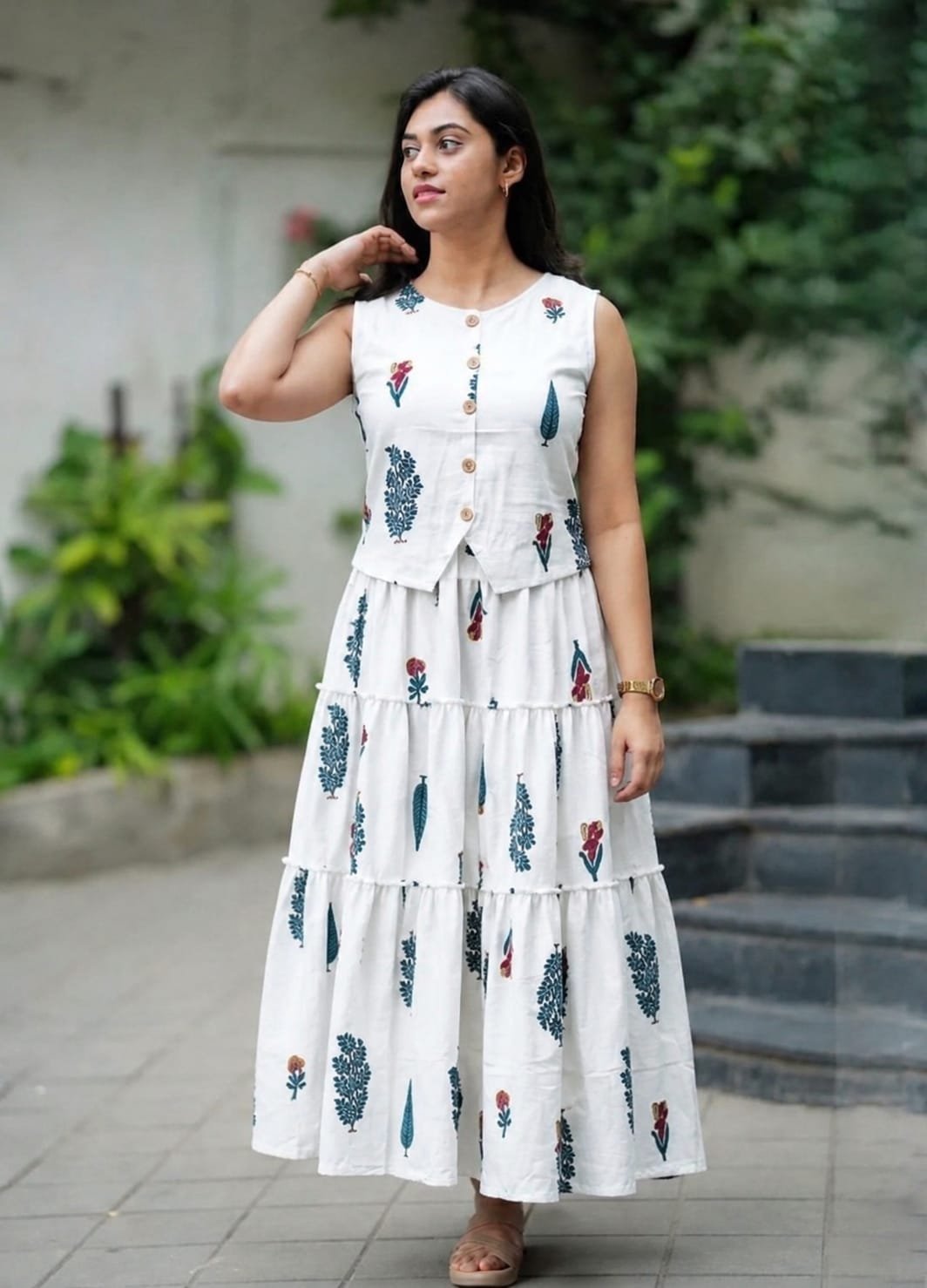 Cotton Top Skirt Set