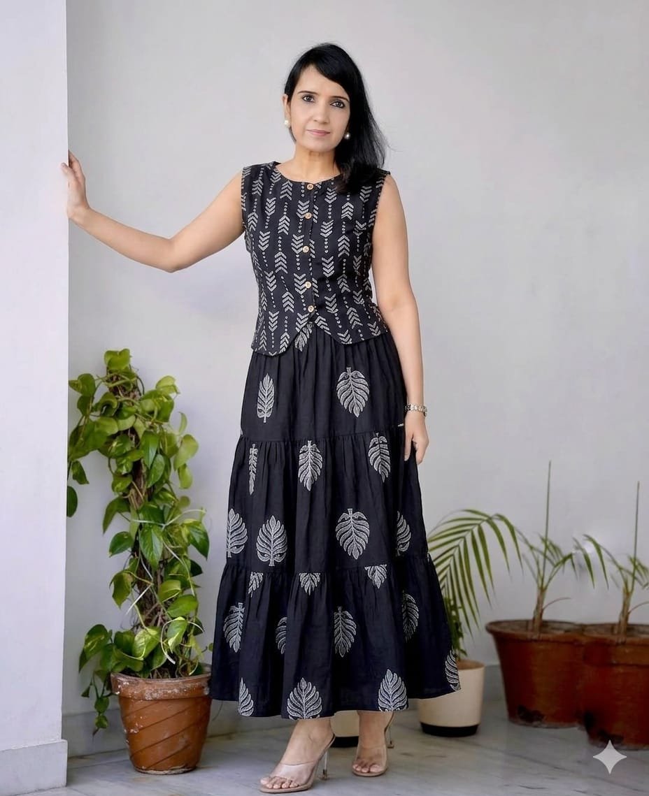 Cotton Top Skirt Set