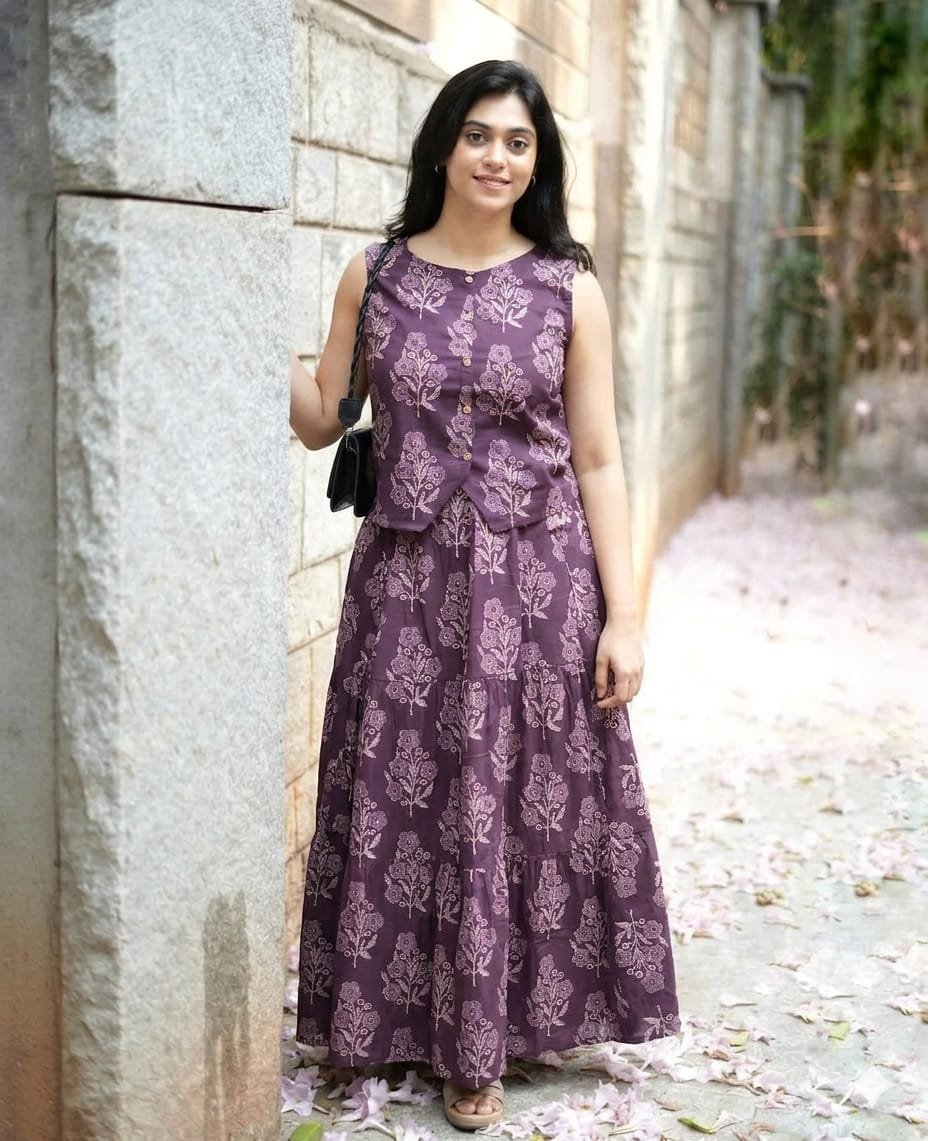 Cotton Top Skirt Set