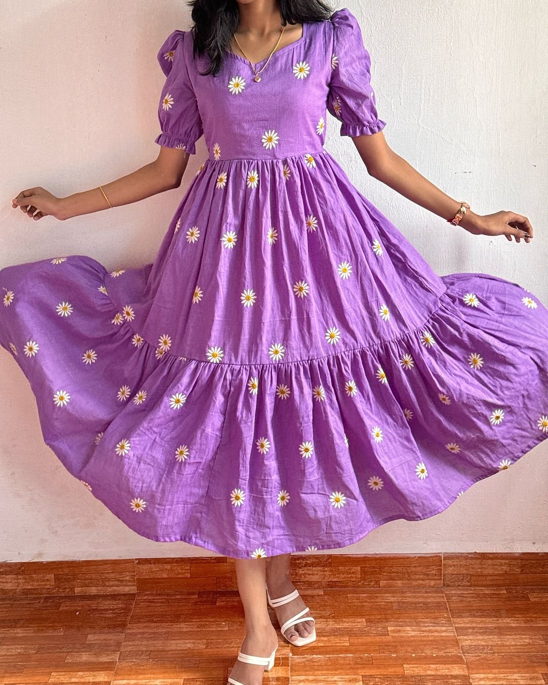 Cotton Embroidered Midi Dress