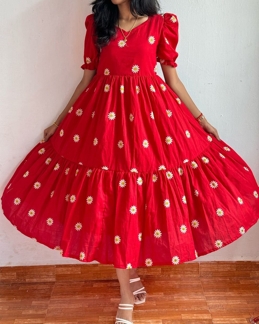 Cotton Embroidered Midi Dress