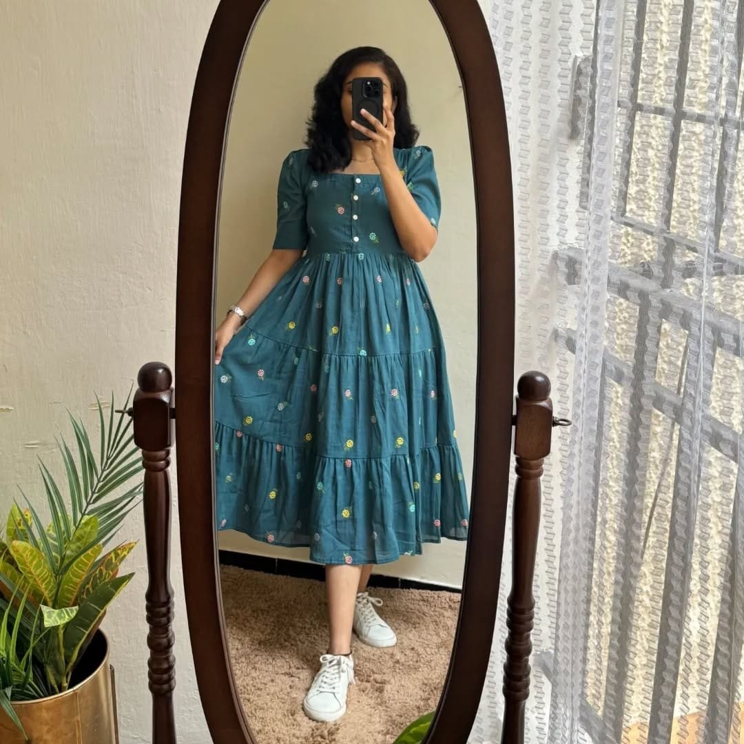 Cotton Embroidered Midi Dress