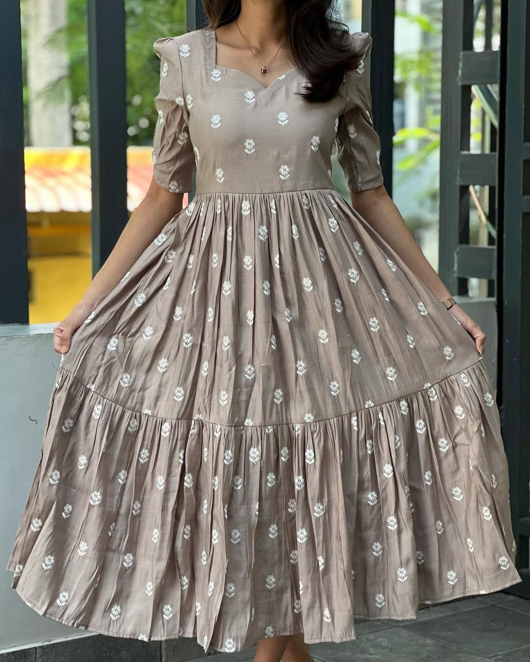Cotton Embroidered Midi Dress