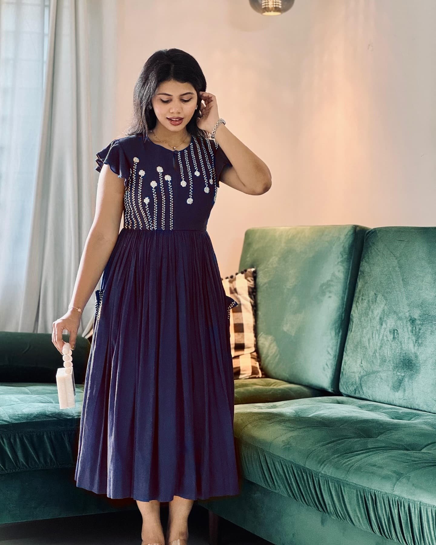 Cotton Embroidered Midi Dress