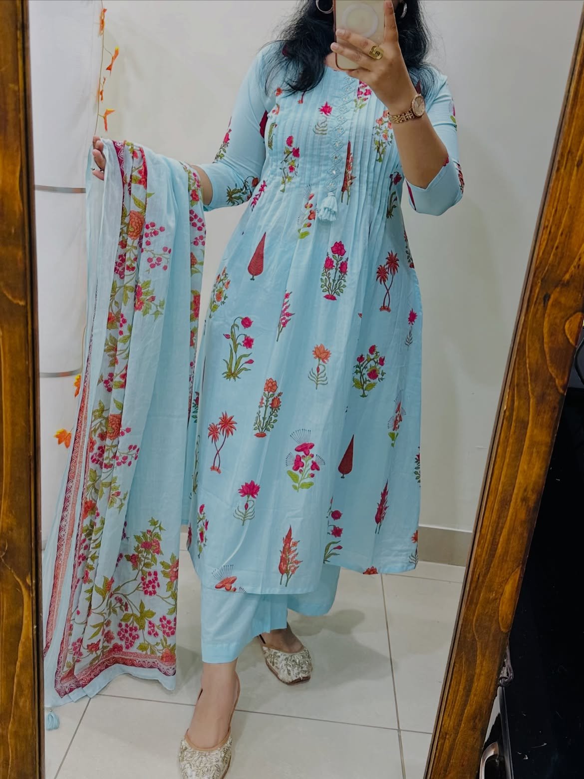 Cotton Printed Pintex Stitched Suit Set