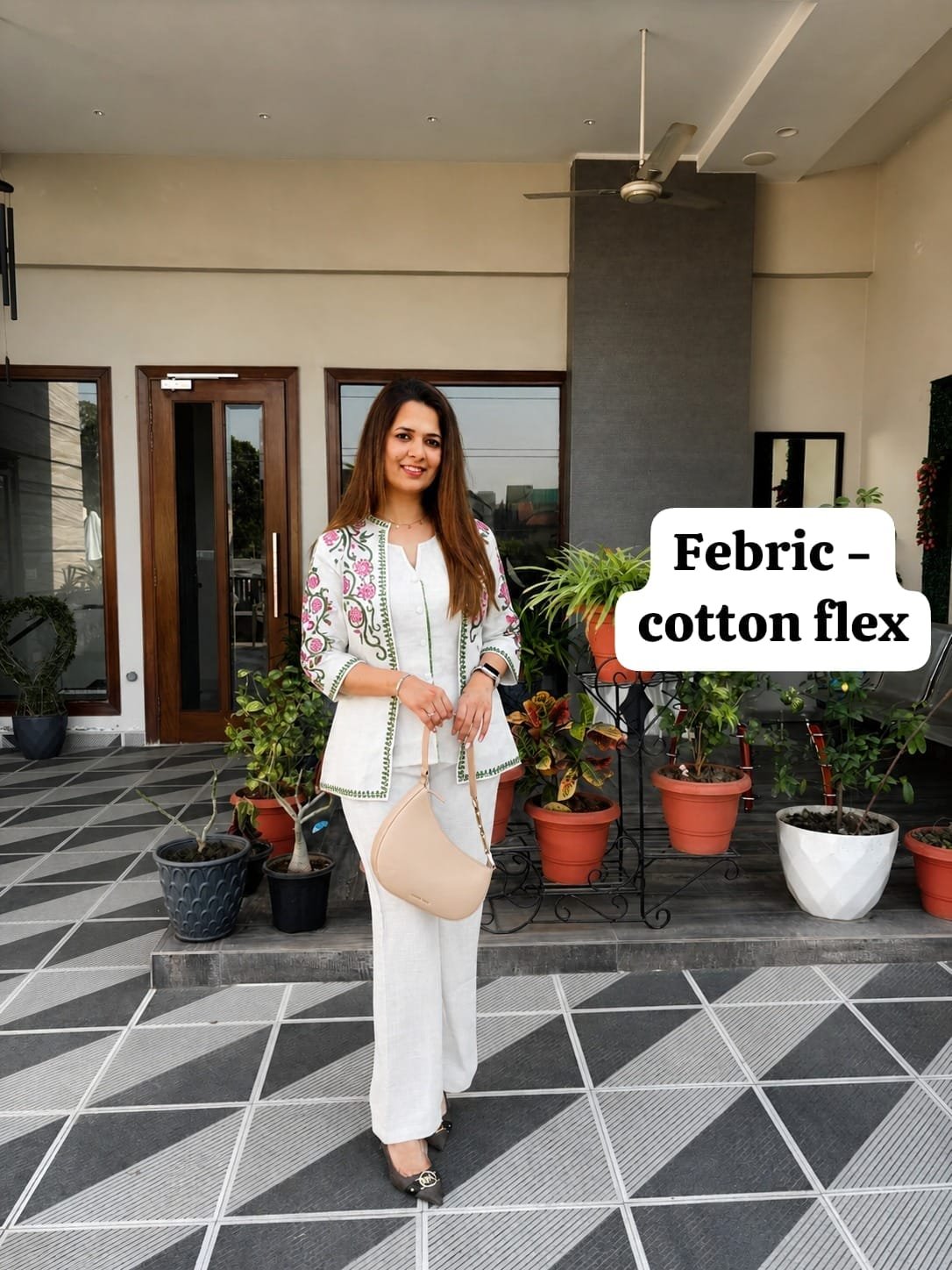 Cotton Flex Embroidered 3 Pcs Cord Set