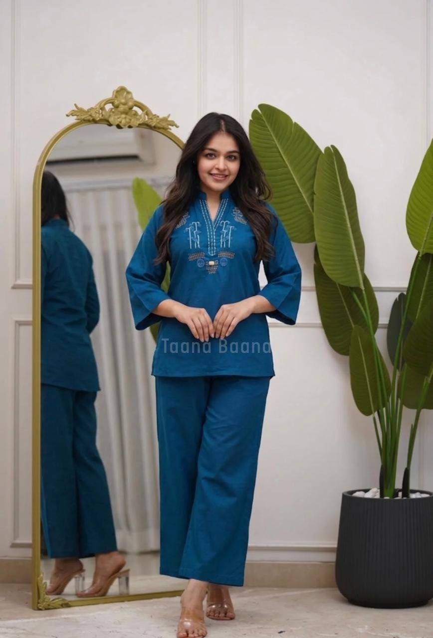 Cotton Flex Embroidered Cord Set