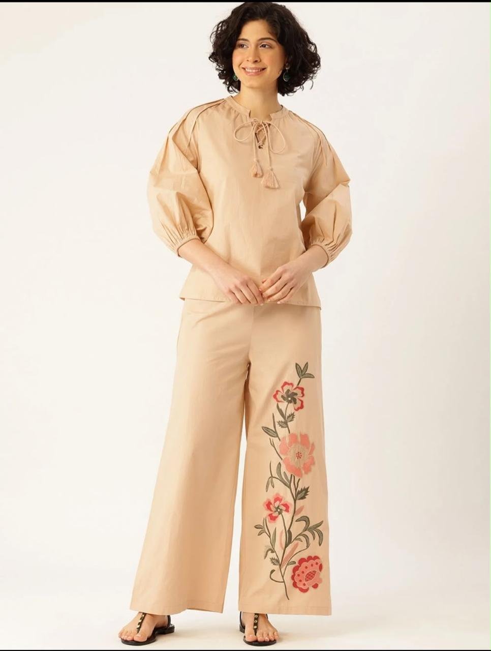 Cotton Embroidered Cord Set