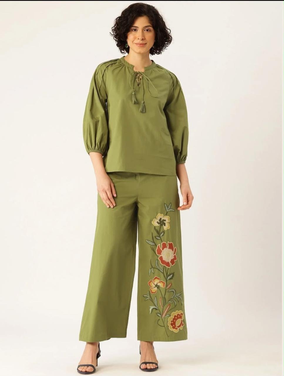 Cotton Embroidered Cord Set