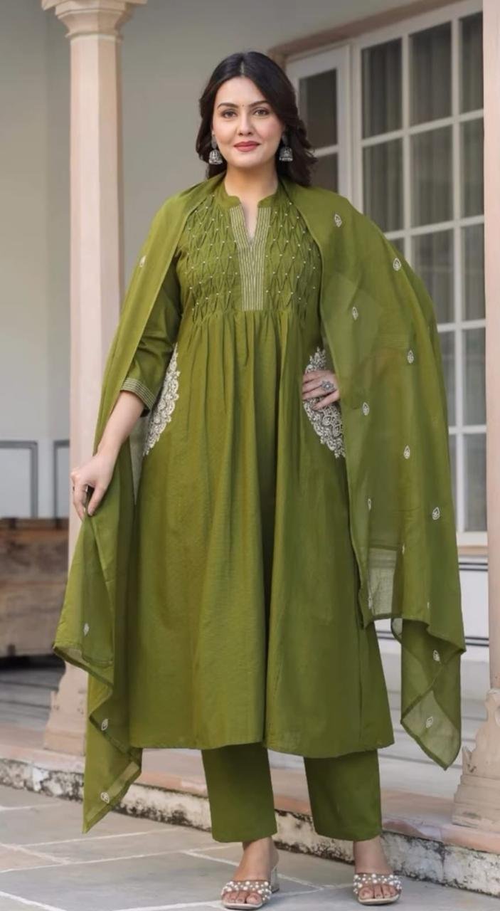 Cotton Anarkali Stitched Suit Set