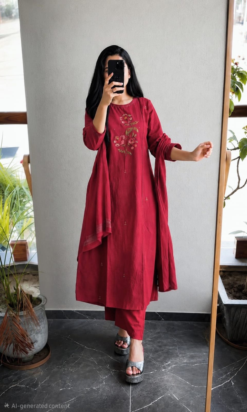 Cotton Embroidered Stitched Suit Set