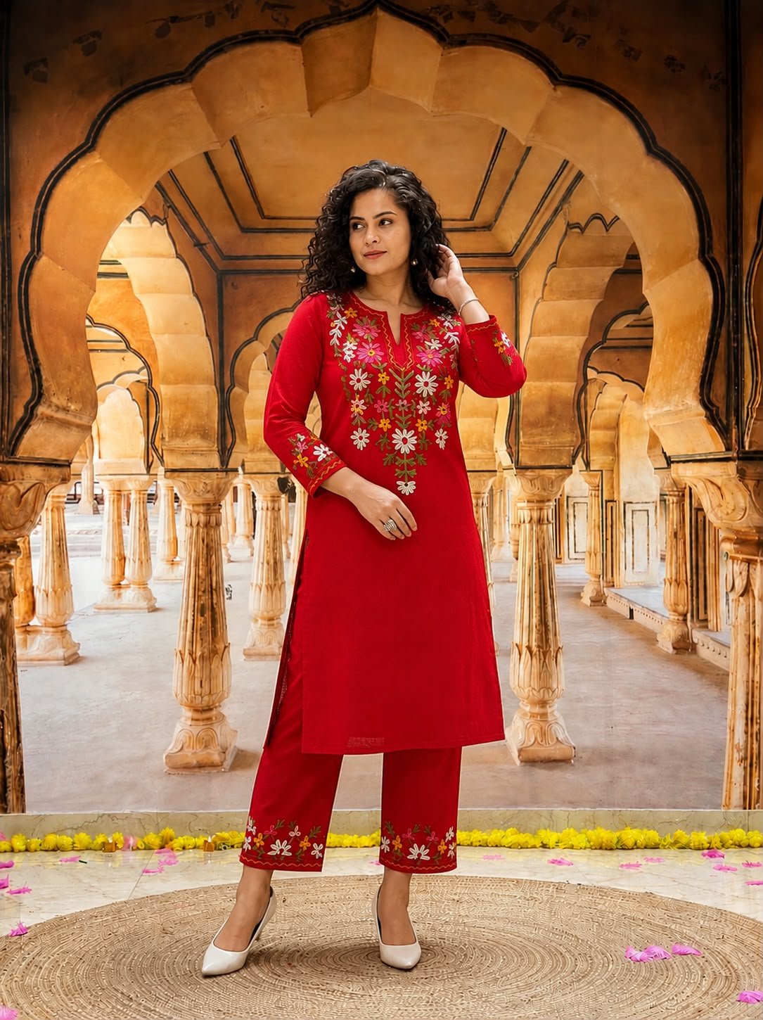 Cotton Embroidered Cord Set