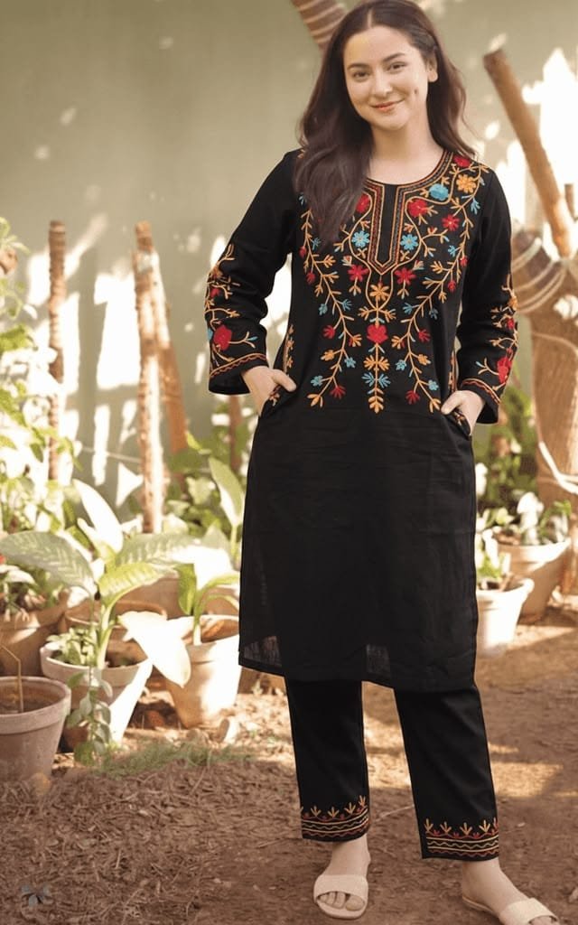 Cotton Embroidered Cord Set