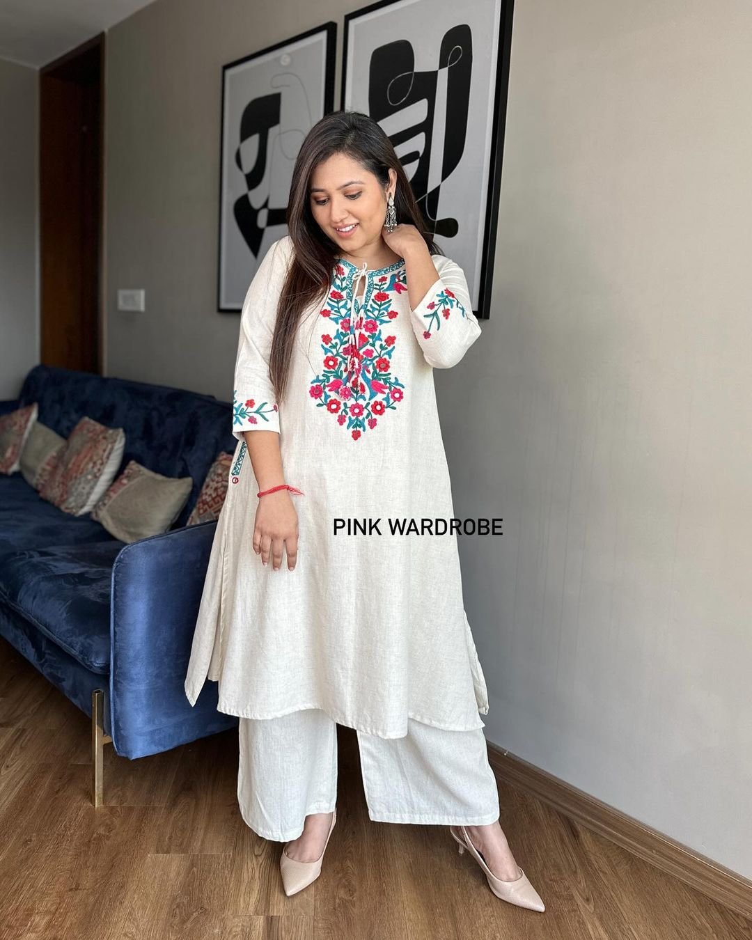 Cotton Embroidered Cord Set