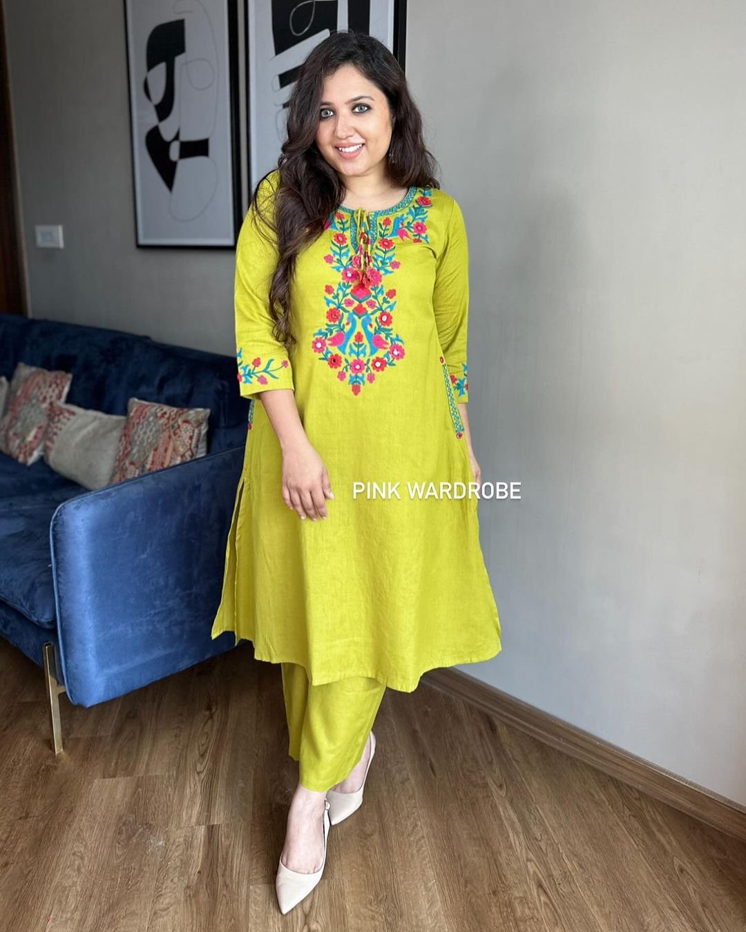 Cotton Embroidered Cord Set