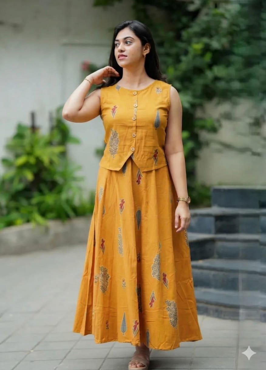 Cotton Top Skirt Set