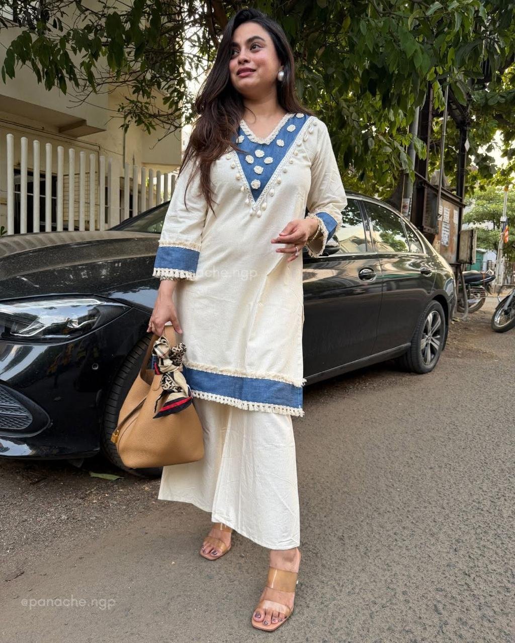 Cotton Embroidered Cord Set