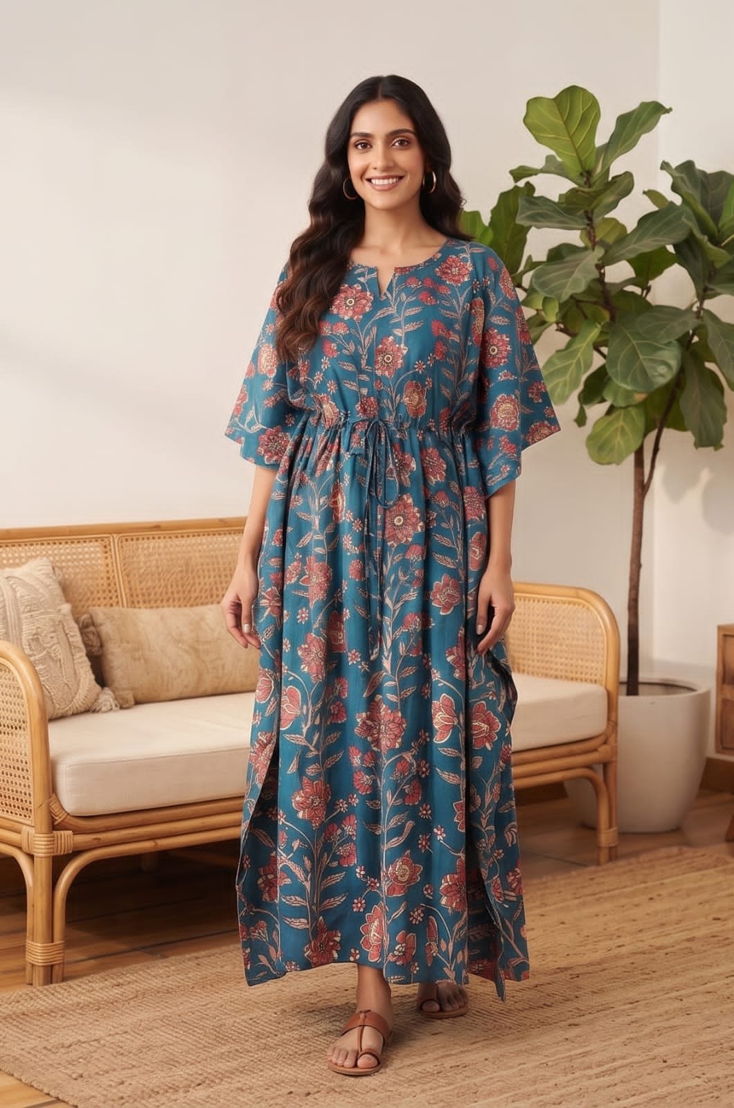 Cotton Printed Long Kaftan