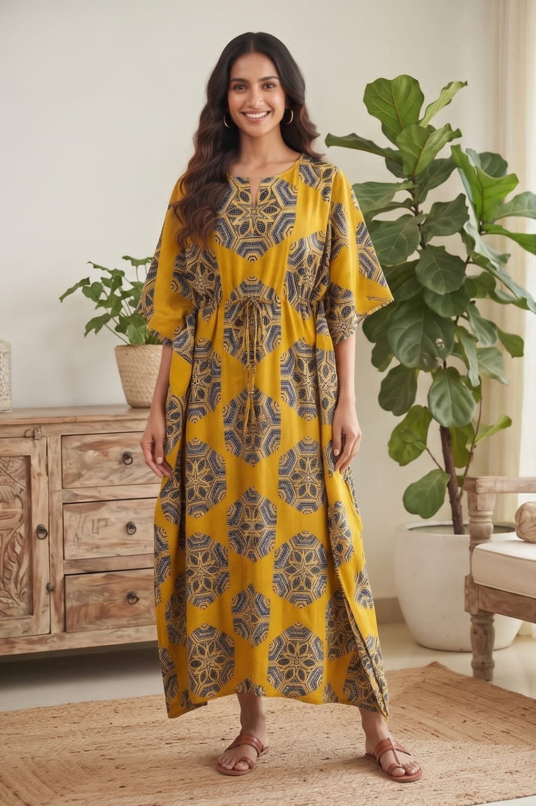 Cotton Printed Long Kaftan