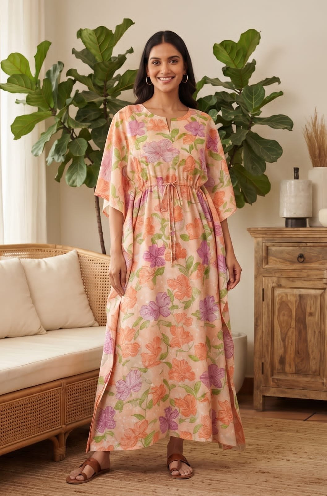 Cotton Printed Long Kaftan