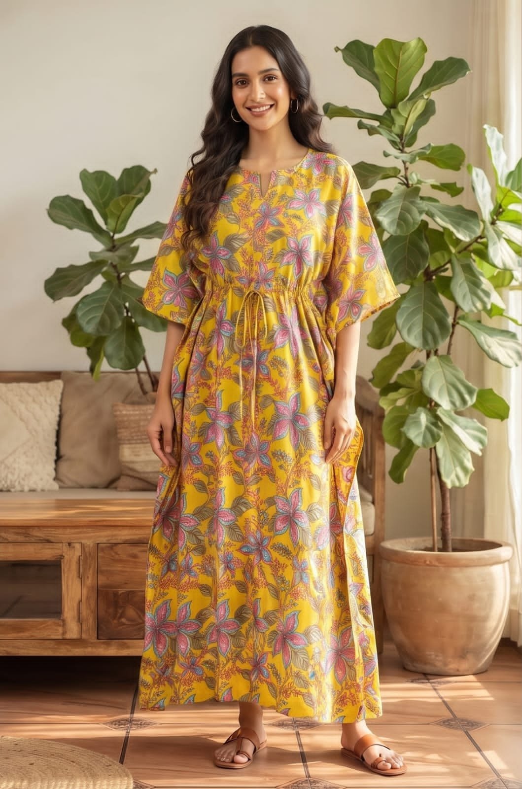 Cotton Printed Long Kaftan