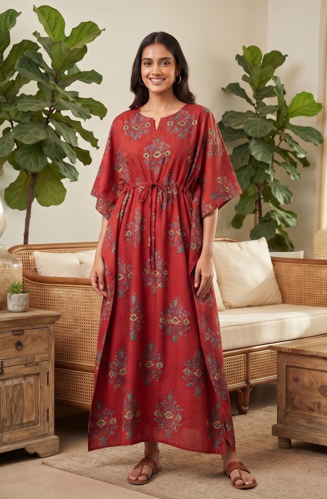 Cotton Printed Long Kaftan