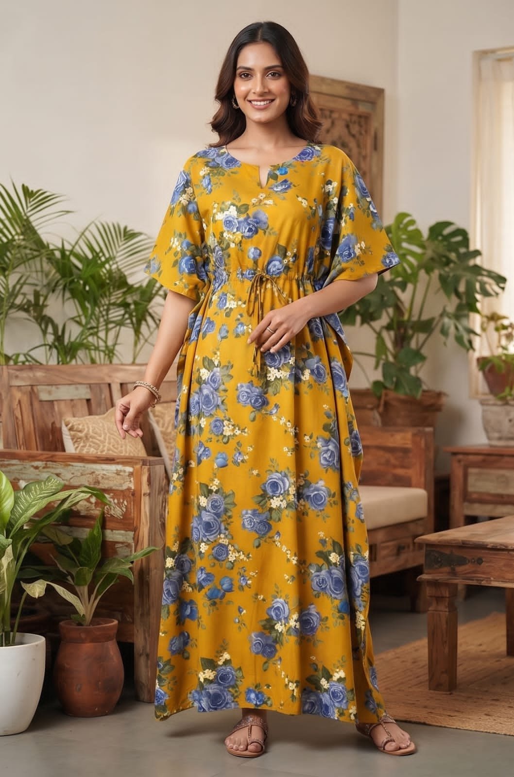 Cotton Printed Long Kaftan