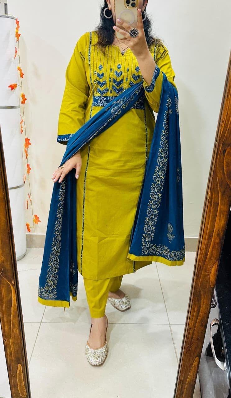 Cotton Embroidered Stitched Suit Set