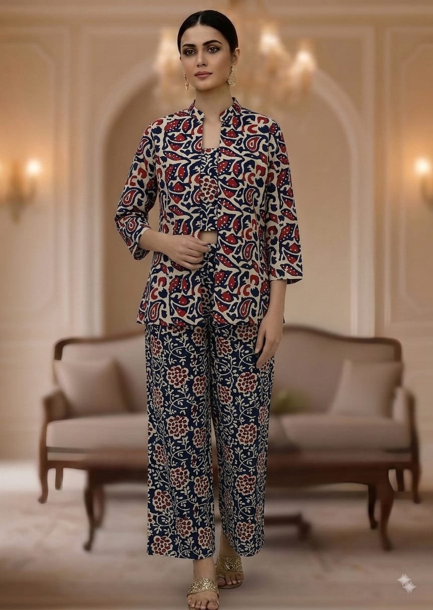 Cotton Printed 3 Pcs Cord Set
